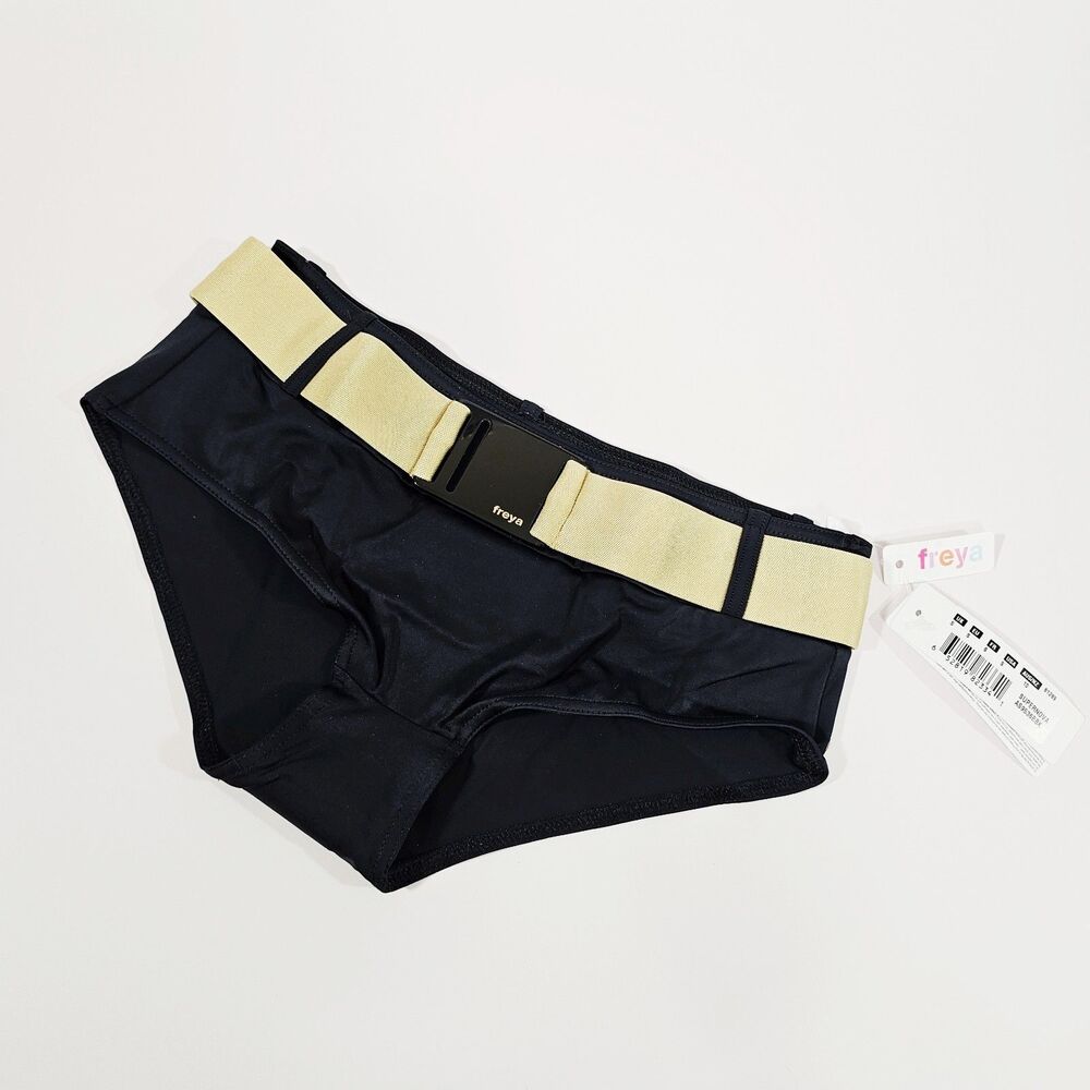 Freya Supernova Belted Bikini Bottom, Black/Gold, Size S